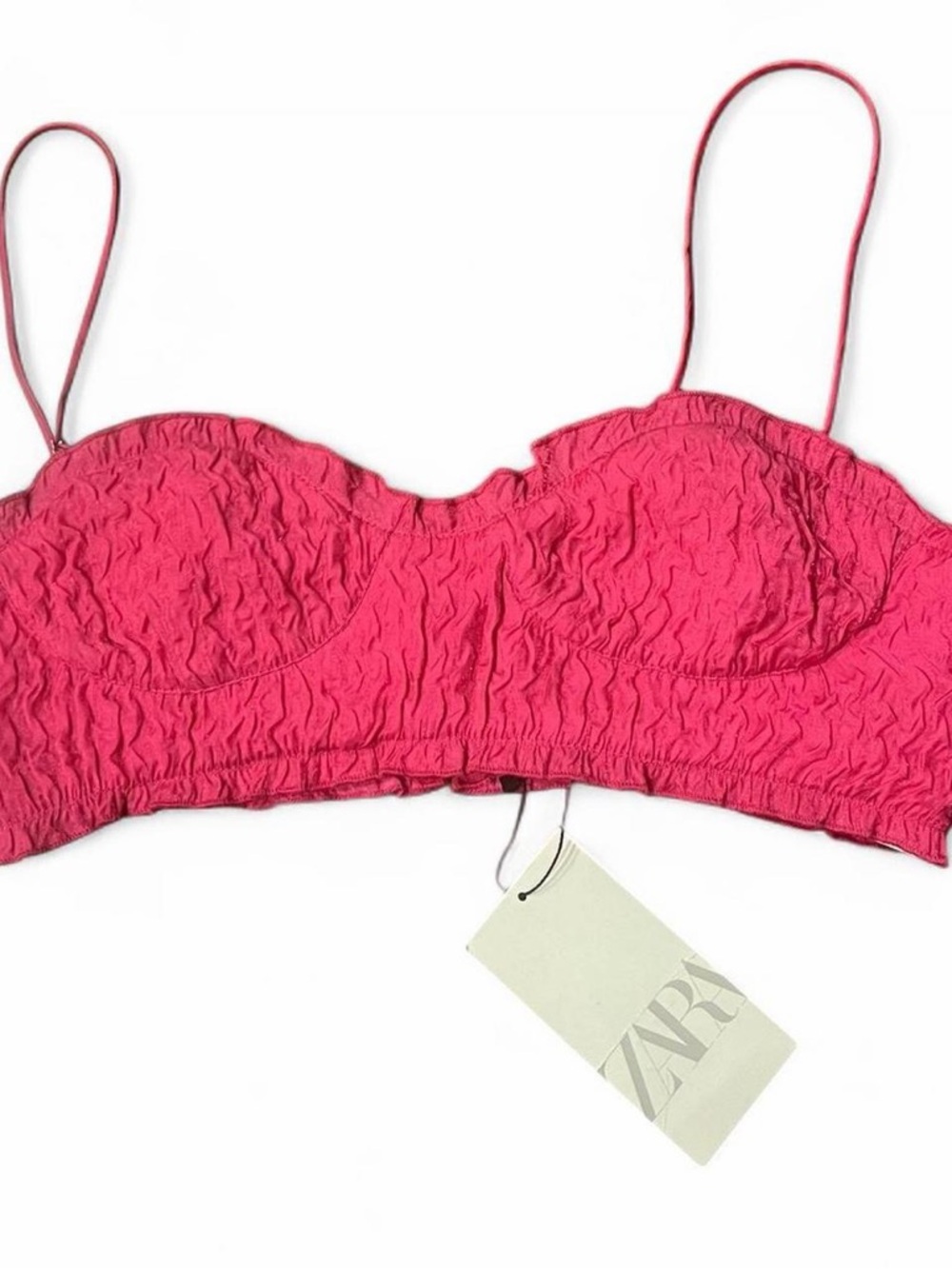 Zara Fuchsia Ruched Bralette with Thin Straps